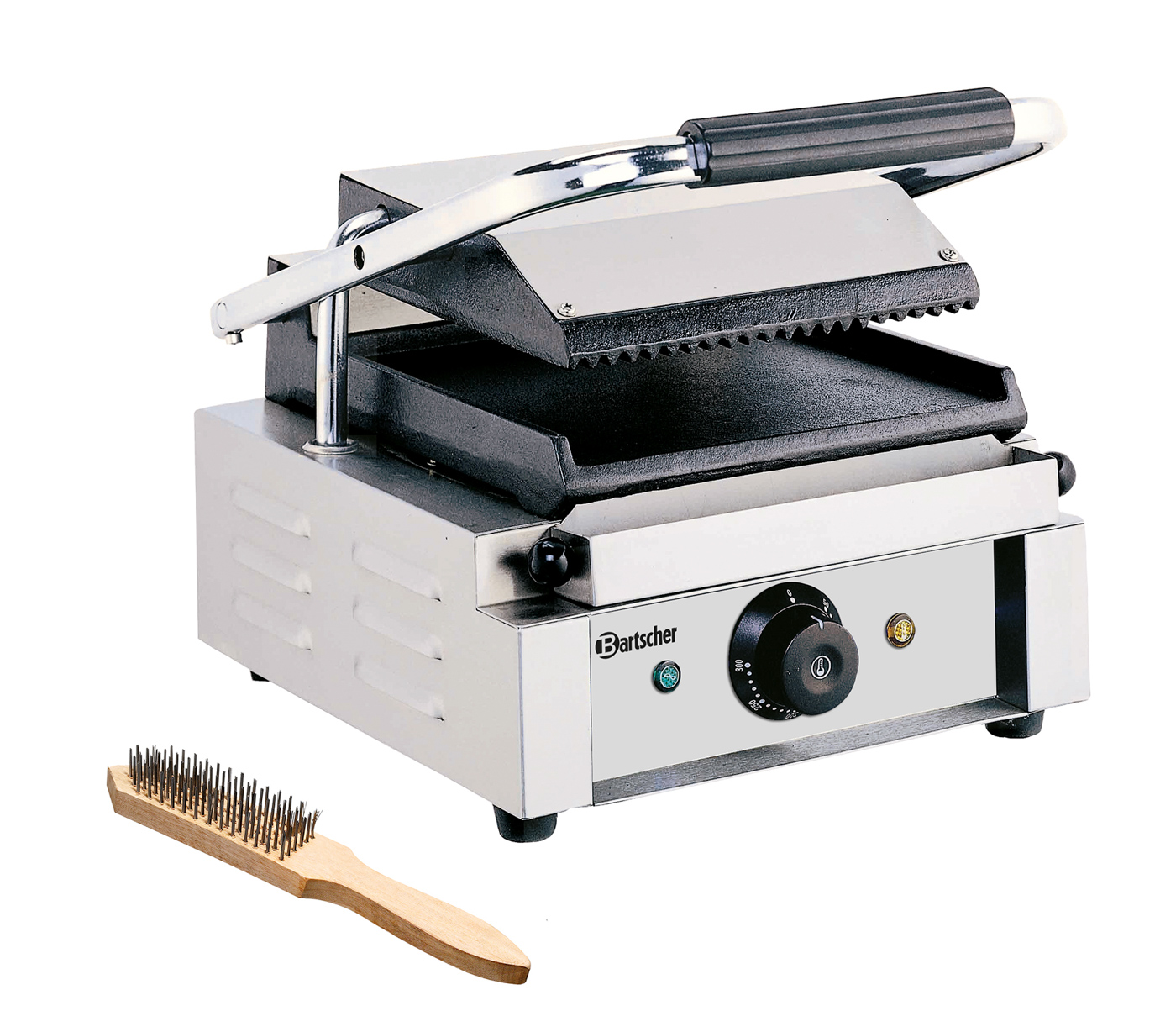 Bartscher Kontaktgrill 1800 1GR | Programmierung:- | Maße: 29 x 39,5 x 21,0 cm. Gewicht: 13 kg