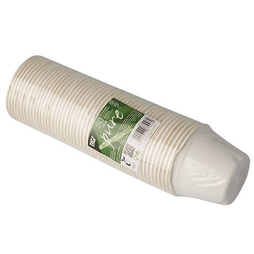 PAPSTAR 50 Schalen, Zuckerrohr "pure" 100 ml Ø 7,5 cm · 5,3 cm weiss