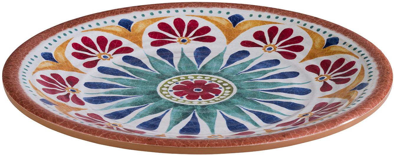 Teller -ARABESQUE- Ø 21,5 cm, H: 2 cm Melamin innen: Dekor außen: Terrakottaoptik spülmaschinengeeignet stapelbar nicht