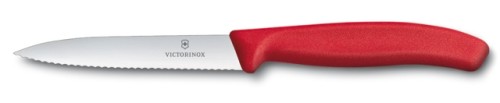 Victorinox Gemüsemesser SwissClassic, Mittelspitz, Wellenschliff, 10 cm, rot