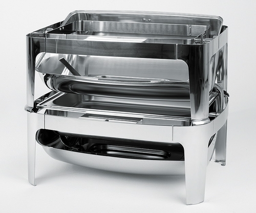 Rolltop-Chafing Dish -ELITE- 67 x 47 cm, H: 45 cm Edelstahl bestehend aus: 1 Gestell 1 Wasserbecken 1 Speisebehälter GN