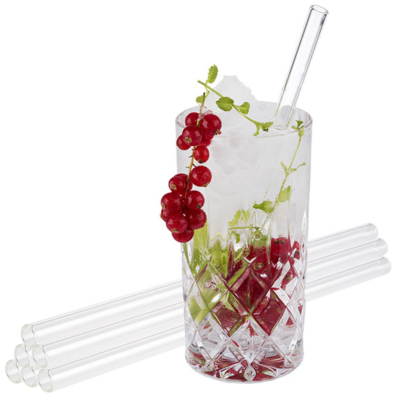 Trinkhalme 7er Set Ø 10 mm, Länge: 21 cm Glas Inhalt: 7 Trinkhalme spülmaschinengeeignet zerbrechlich Farbe: Transparent