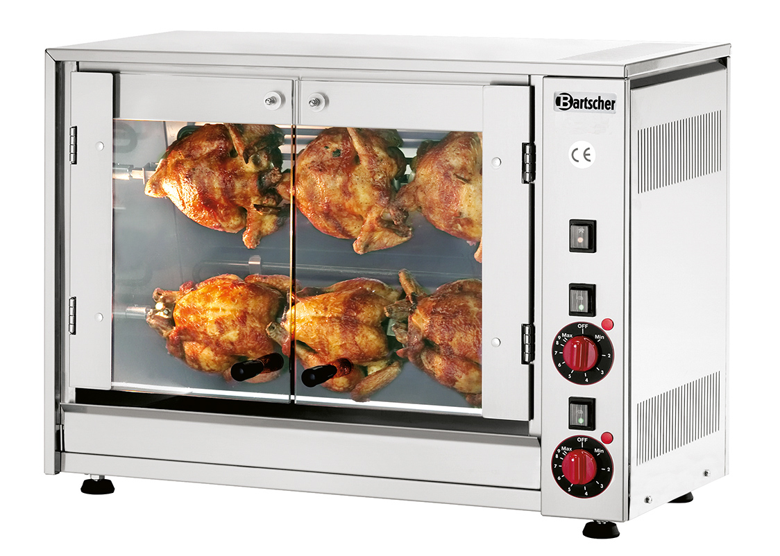 Bartscher Hähnchengrill P6 | Anschlusswert: 2,8kW | Maße: 70 x 36 x 53,0 cm. Gewicht: 31 kg