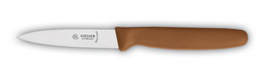 Giesser Gemüsemesser, mittelspitz, 8 cm Klingenlänge, brauner Griff, Klinge aus hochwertigem Chrom-Molybdän-Stahl