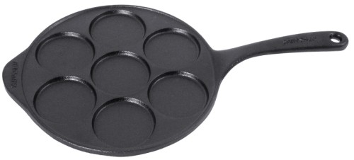 Blinispfännchen ganz aus Gusseisen, für sieben kleine Pfannkuchen mit Ø 7 cm, schwere, hochwertige Qualität  Durchmesser innen: 23 cm,