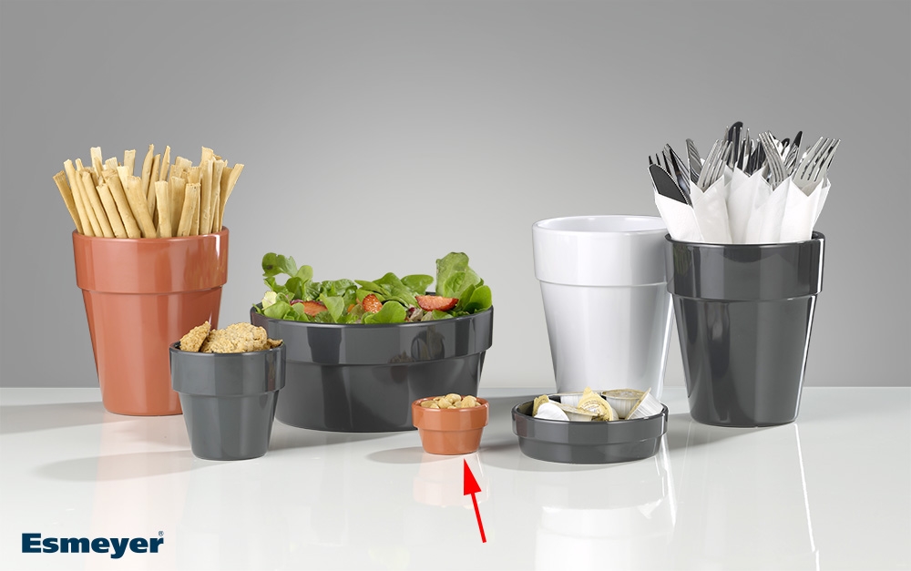 Schale -FLOWER POT- Ø 6 cm, H: 3,5 cm Melamin, Terrakottaoptik 0,04 Liter spülmaschinengeeignet stapelbar nicht