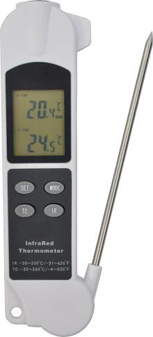 SARO Duo Thermometer Infrarot & Fühler Modell 5513 - Zwei Funktionen: Infrarot-Oberflächen Temperaturmessung und Kerntemperatur - Edelstahl