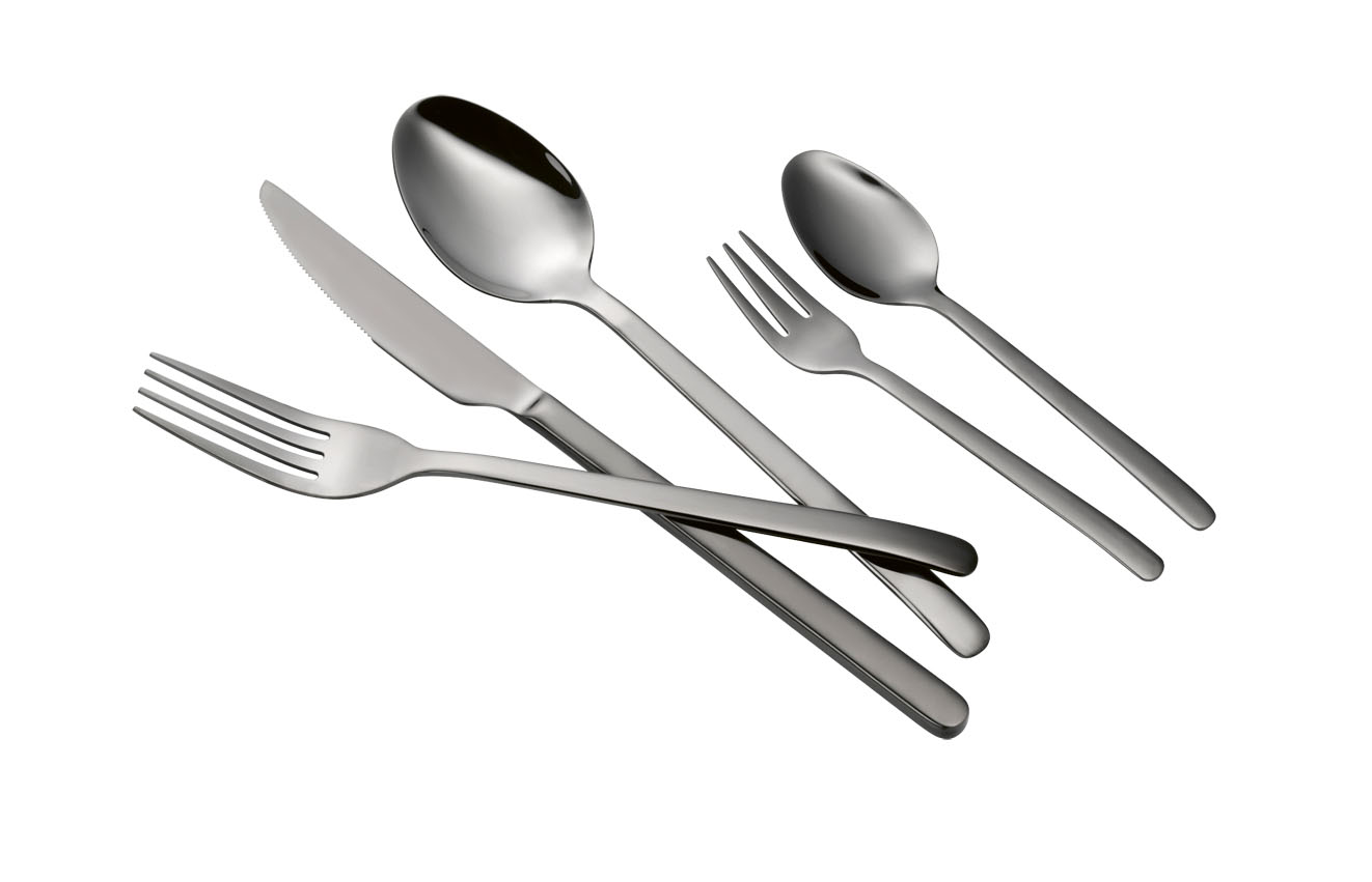 30-teiliges Besteckset CAROLINE, aus Edelstahl 18/10, mit PVD-Beschichtung in schwarz, Materialstärke 2.5 / 2.0 mm, im weißen Lagerkarton