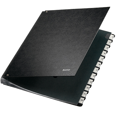 Leitz Pultordner DIN A4 1-12 Hartpappe, recycelt schwarz 12 Fächer