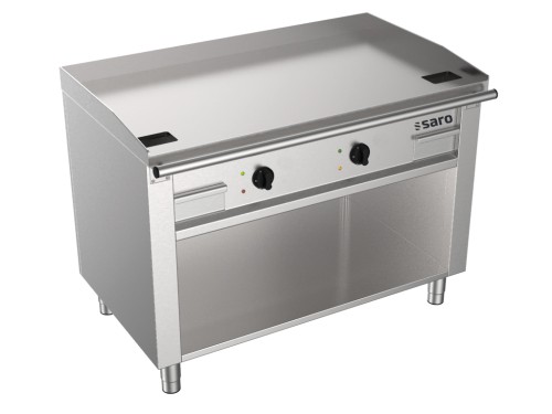 SARO Elektro-Teppanyakigrill offener Unterb. Modell TEB2/120E Made in Europe - Material: (Gehäuse und Grillplatte) Edelstahl - Spritzschutz