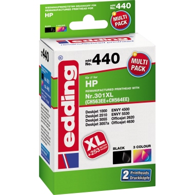 edding Tintenpatrone HP 301XL EDD-440 schwarz, mehrfarbig 2 St./Pack.