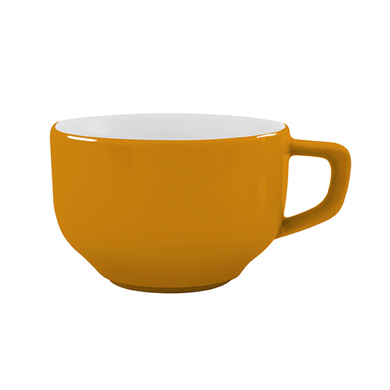 Obertasse 0,18 l - Form: Baristar - Dekor 66275, curry - aus Porzellan. Hersteller: Eschenbach., "Made in Germany".