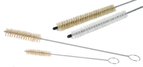 Schlauchbürste für Bierleitungen verzinkter Stahldraht mit Öse, mit Besatz aus gebleichten Naturborsten, speziell geeignet zur