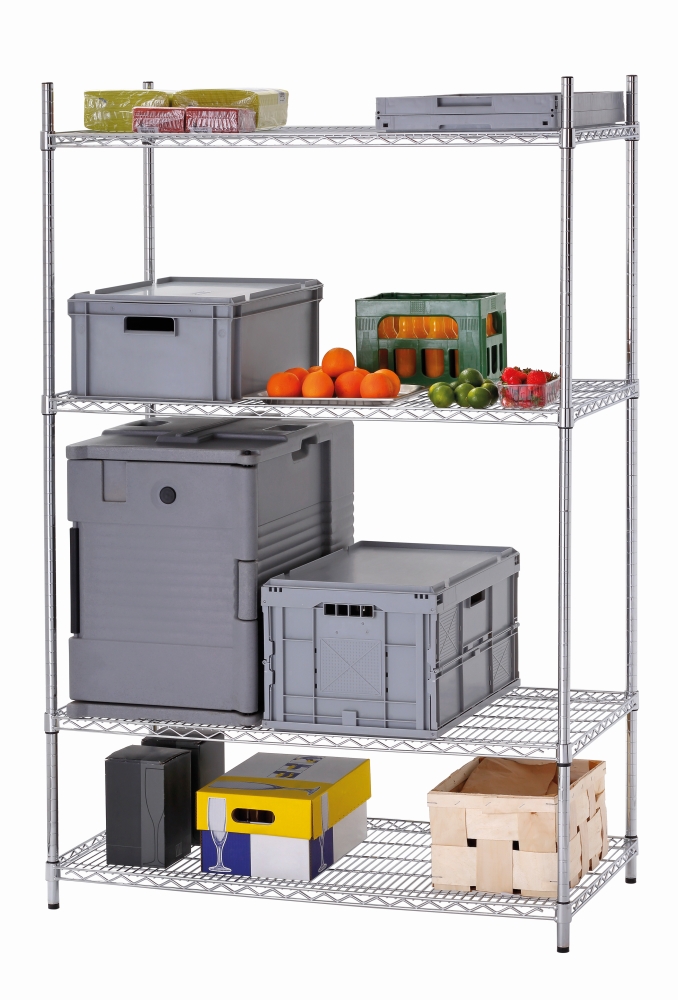 Bartscher Lager-Regal 4500 | Bausatz bestehendaus: 4 Regalböden ,4 Eckpfosten (Stecksystem) |Maße: 121 x 61 x 184,0 cm.