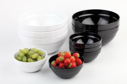 Melamin Schale Sarnia in schwarz, Kapazität: 1,8 Liter, Maß: Ø 20 cm, Höhe 9 cm.