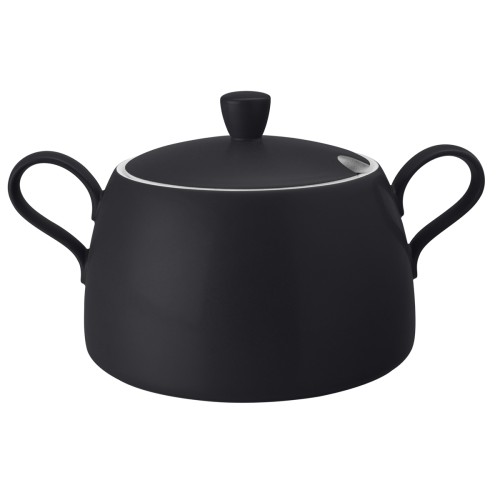 Seltmann Schüssel mit Deckel 3,00 l, rund, Form: Coup Fine Dining, Dekor: 57350 schwarz, hohe Kantenschlagfestigkeit, Made in Germany