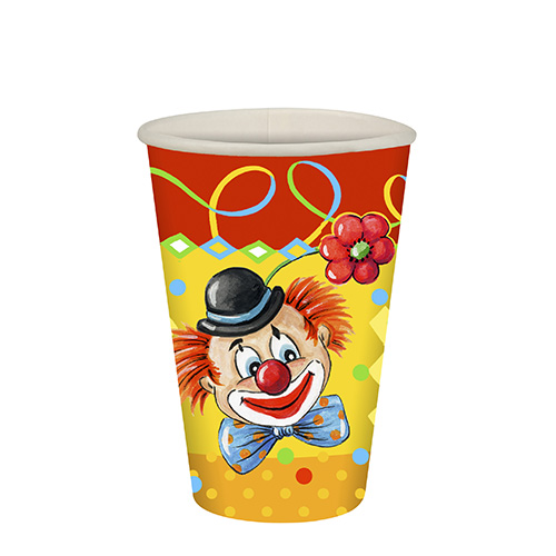 PAPSTAR 10 Trinkbecher, Pappe 0,2 l Ø 7 cm, 9,7 cm "Clown"