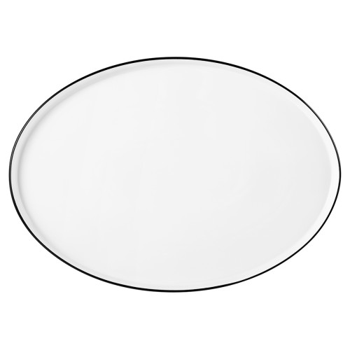 Seltmann Teller flach oval 36 cm M5398-36x26, oval, Form: Good Mood, Dekor: 10826 Black Line, hohe Kantenschlagfestigkeit, Made in Germany