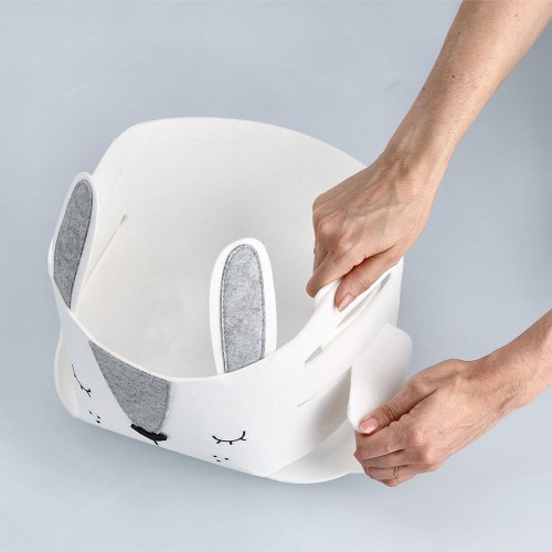 Aufbewahrungskorb "Hase", Filz, weiß / Maße: 21x21x17 cm