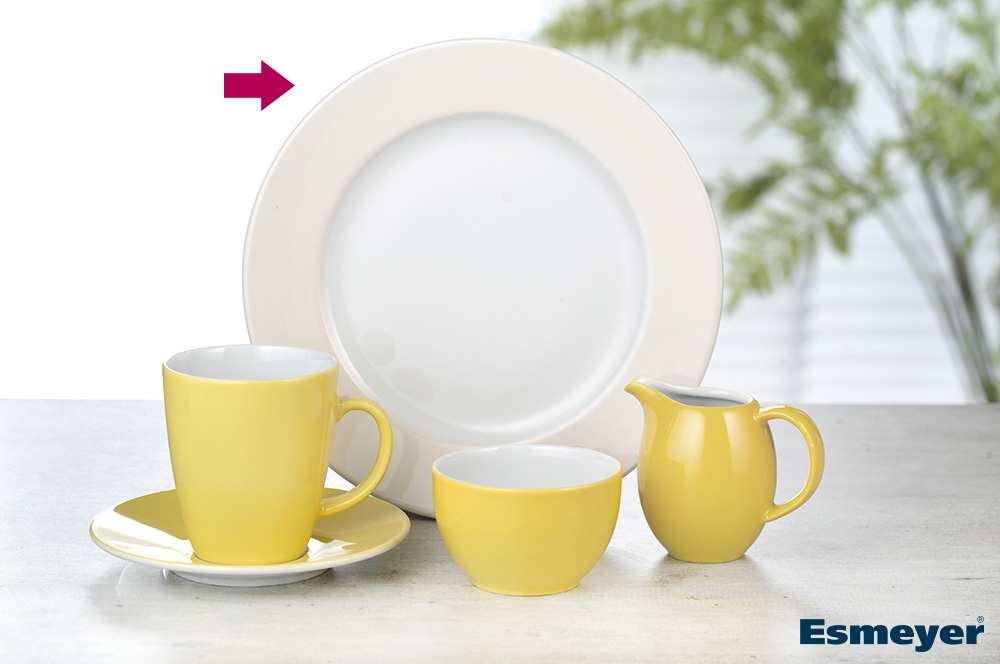 Teller COFFEESHOP, 26cm Durchm., weiß, flache Form, Porzellan. Von Eschenbach. Passt auch zu Serie PRIMAVERA.