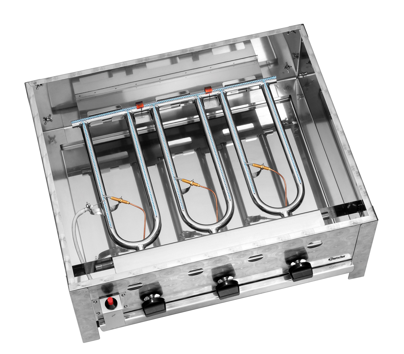 Bartscher Gas-Tischbräter TB1000R | Anschluss: 1/4" | Maße: 68,5 x 54 x 275 cm. Gewicht: 13,7 kg
