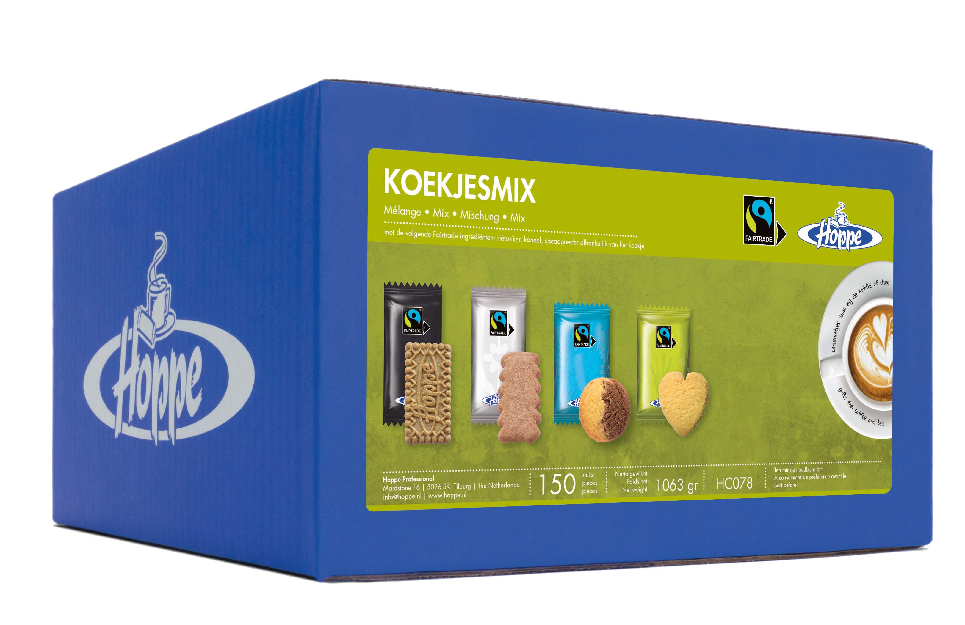 Hoppe Gebäckmischung FAIR TRADE Inhalt: 150 Stck. à 7 gr. je Karton Jeder Keks einzeln hygienisch verpackt