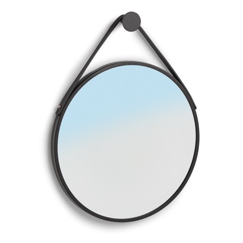 Wandspiegel, Metall/Kunststoff, schwarz. Ø: 400 mm. Höhe: 21 mm.