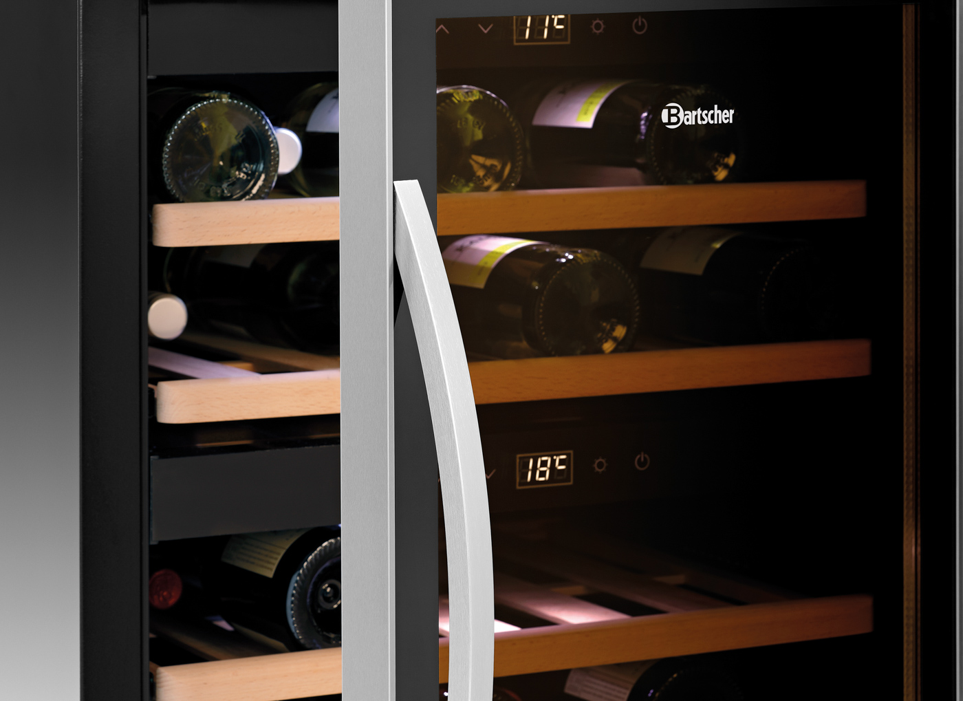 Bartscher Weinkühlschrank 2Z 40FL | Tür-Art:Flügeltür, Glas | Maße: 59 x 57,5 x 82,5 cm.Gewicht: 56,7 kg