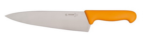 Giesser Kochmesser EXPERT mit 23 cm Klingenlänge, breite Form, gelber Griff, Klinge aus hochwertigem Chrom-Molybdän-Stahl