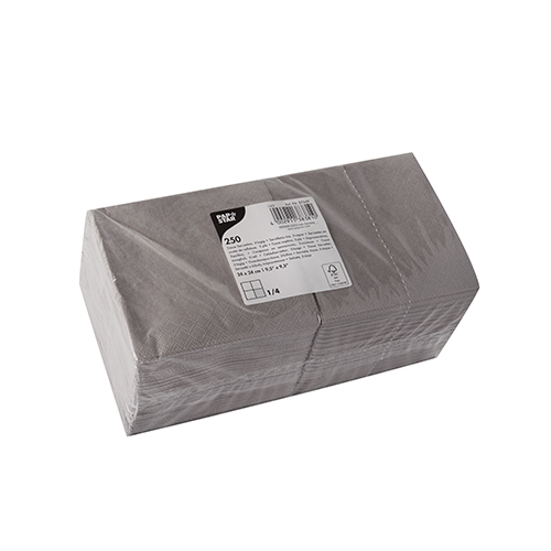 PAPSTAR 250 Servietten, 3-lagig 1/4-Falz 24 cm x 24 cm grau