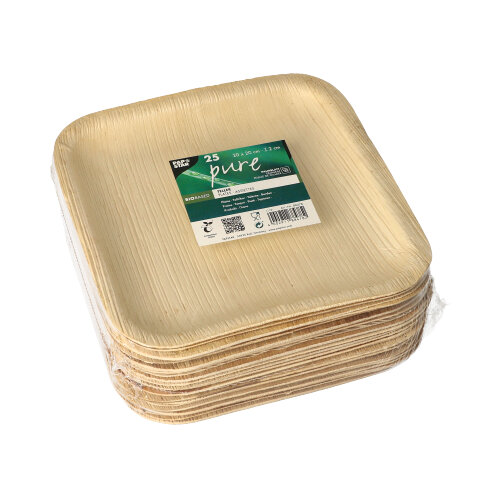 25 Teller, Palmblatt "pure" eckig 20 cm x 20 cm x 2 cm von PAPSTAR