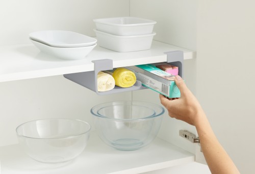 Joseph Joseph CupboardStore Frischhalte- und Aluminiumfolien und Beutel-Organisator – Grau