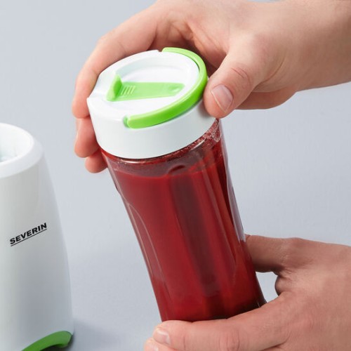Severin Smoothie Mix & Go, ca. 300 W, ca. 600 ml, Mixer und Trinkbehälter in Einem, Edelstahlmesser, 2 spülmaschinengeeignete und