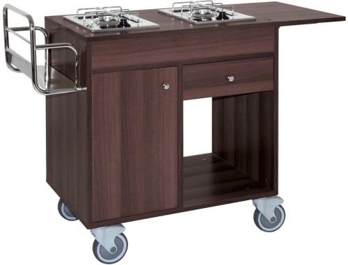 ETERNASOLID® Flambierwagen VULCANO - Wengé, 2 Brenner getrennt