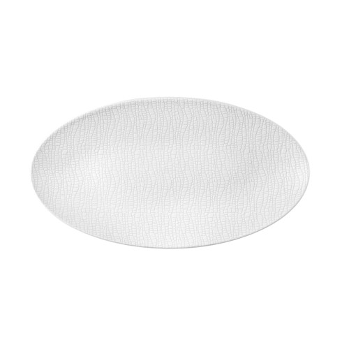 Seltmann Servierplatte oval 33x18 cm, oval, Form: Life, Dekor: 25676 Fashion luxury white, hohe Kantenschlagfestigkeit, Made in Germany