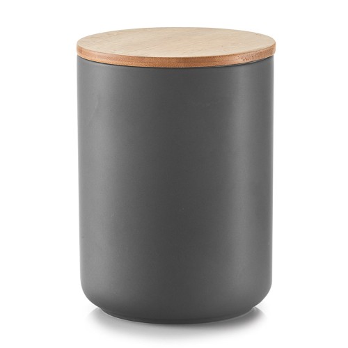 Zeller Vorratsdose m. Bamboodeckel, 1500 ml, Keramik, anthrazit Ø13x17,5 cm
