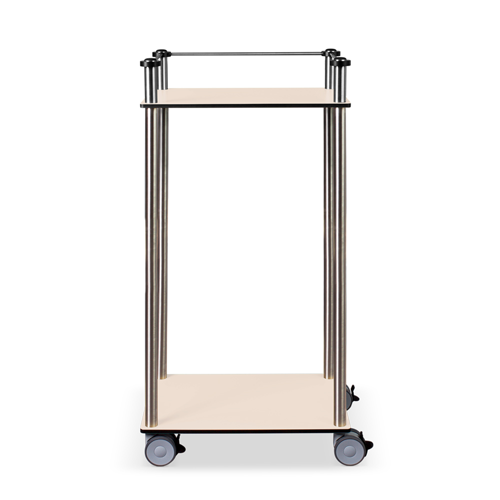 ETHERNASOLID® MULTICART Etagenwagen W12 mit 2 Böden und Reling 3-seitig, Ahorn hell