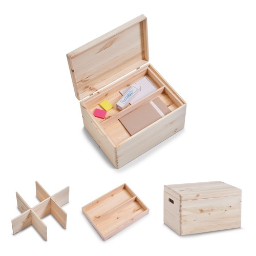 Allzweckkisten-Set, Nadelholz, Farbe: natur. Dieses praktische Kisten-Set mit Fächer-Einteilung und Tabletteinsatz ist ein