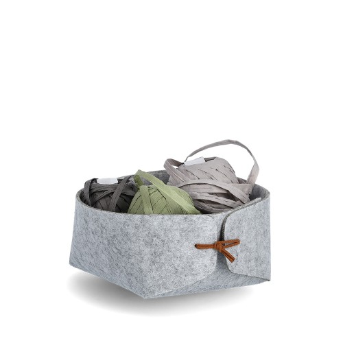 Aufbewahrungskorb, Filz, hellgrau / Maße: 13,5x13,5x7,5, faltbar cm