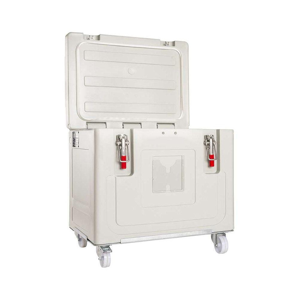 ETHERNASOLID® Trockeneisbehälter 150, mit Rollen, Grau-Blau-Melange