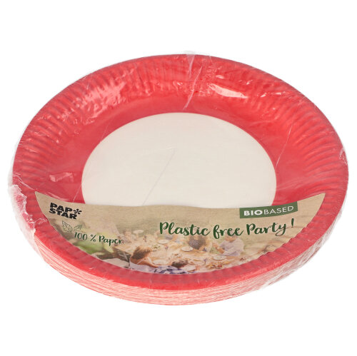 20 Teller, Pappe rund Ø 23 cm rot von PAPSTAR