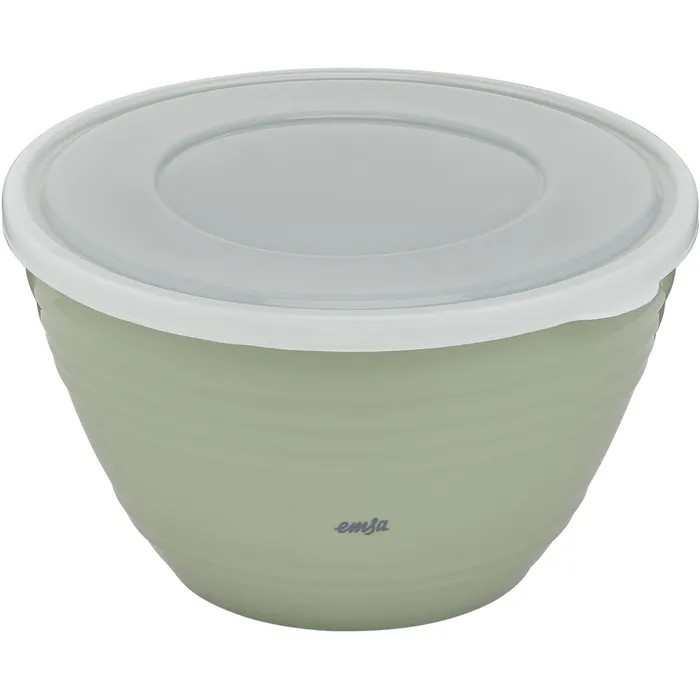 Emsa Prep & Bake Kunstoff-Rührschüssel mit Deckel 2,7 L in der Farbe grün, spülmaschinenfest.