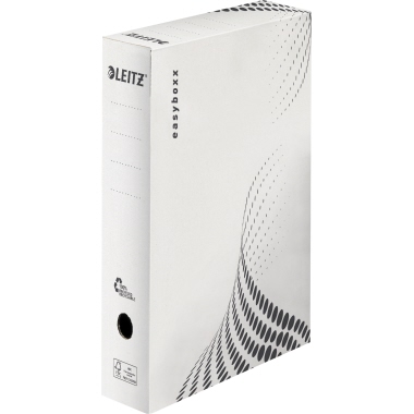 Leitz Archivschachtel easyboxx 8 x 25 x 35 cm (B x H x T) DIN A4 mit Archivdruck Wellpappe, 100 % recycelt weiß
