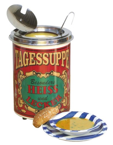 NEUMÄRKER Hot-Pot Suppentopf Tagessuppe 5 Liter, nostalgischer Aufkleber rot Ø 250 x h 350 mm