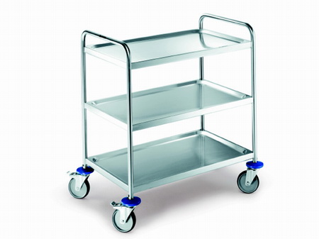 BLANCO- Transportwagen mit 3 Borden inkl. 4 luftbereifte Lenkrollen ohne Feststeller Modell SW 8x5-3