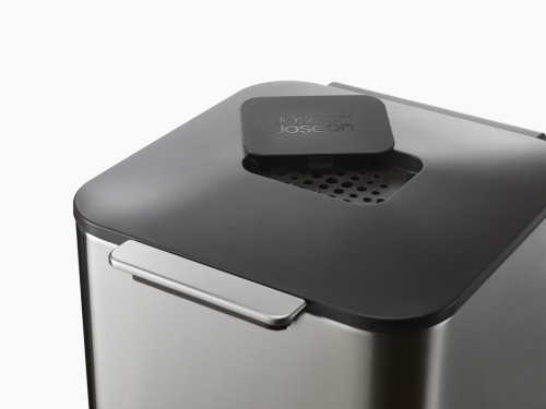 Joseph Joseph IntelligentWaste Totem Compact 40 - Abfallbehälter mit separater Recycling-Einheit, 40 Liter - Edelstahl