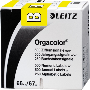 Leitz Buchstabensignal Orgacolor® Orgacolor Registratursysteme B selbstklebend Kunstdruckpapier gelb