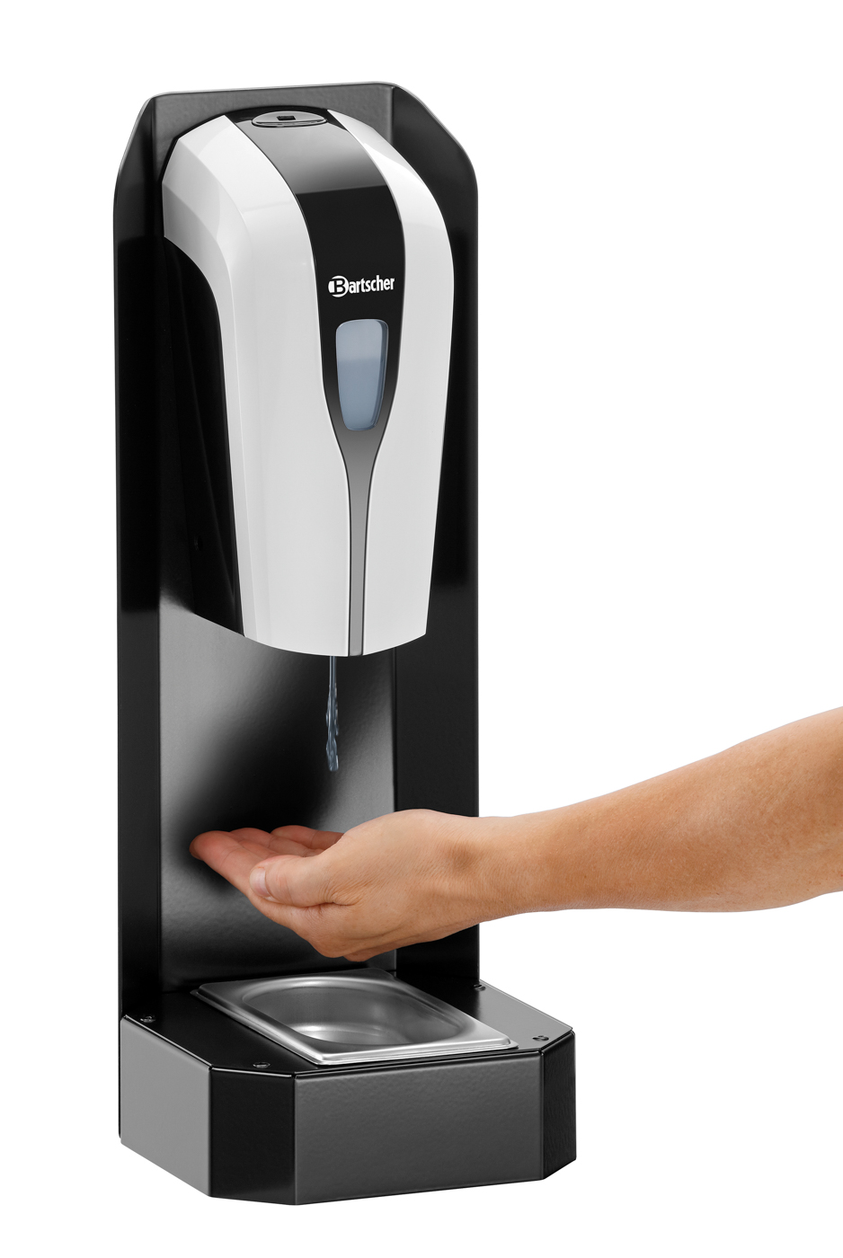 Bartscher Desinfektionssäule XS2 520 |Abtropfschale integriert: Ja | Maße: 19,5 x 18,5x 52,0 cm. Gewicht: 2,9 kg