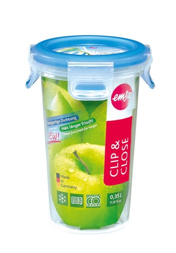 Emsa CLIP & CLOSE Frischhaltedose 0,35 Liter rund - 100 % dicht - spülmaschinengeeignet - Made in Germany -