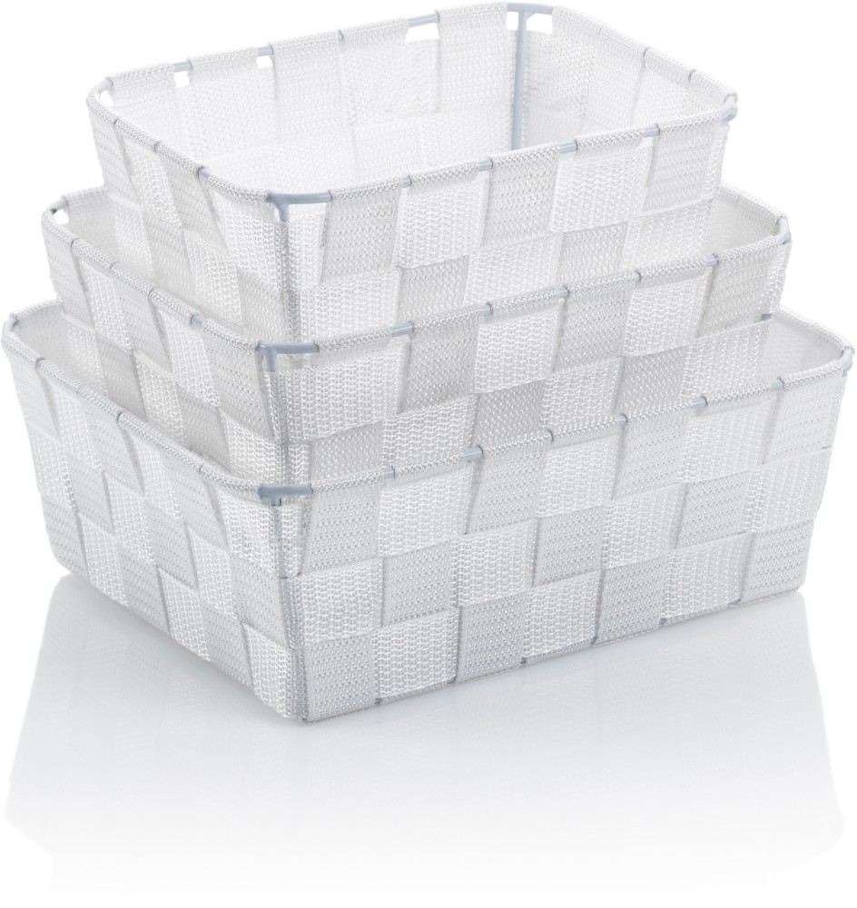 KELA Korb-Set Alvaro PP-Faserband weiß 3Stk